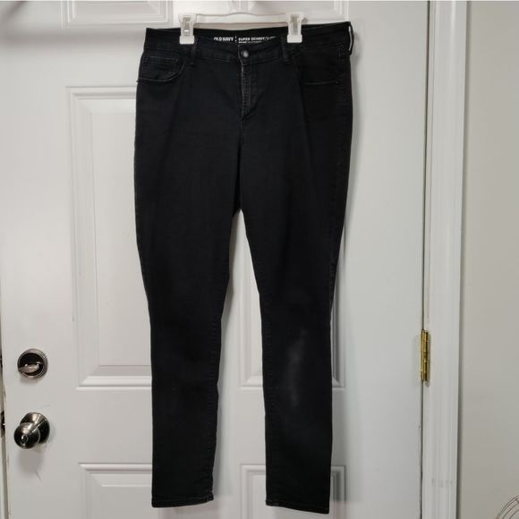 Old Navy Super Skinny Mid Rise Black Jeans 12 - Picture 5 of 5